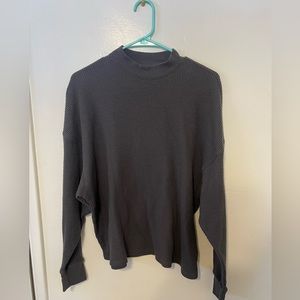 Abercrombie Grey Long-Sleeve Mockneck Waffle Tee